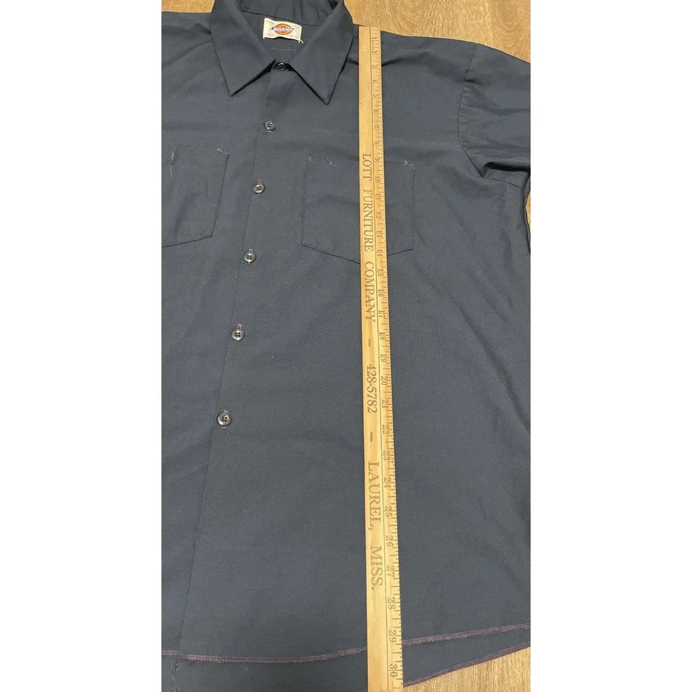 VTG Dickies Shirt Mens XL Blue Work Mechanic USA Worked In Button Up